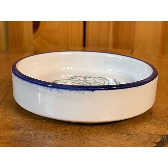 Vintage Italian Pottery Grapes Leaves Blue Green Coaster Jewelry Holder - Picture 5 of 6